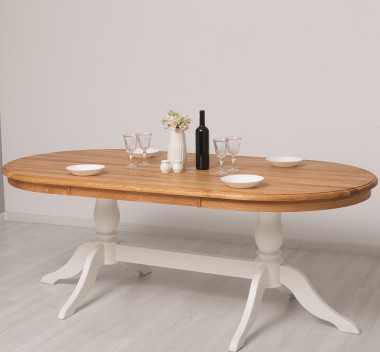 Oval dining table with oak top