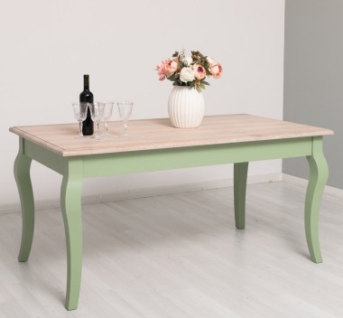 Dining table with curved legs 160x90x78cm, oak top