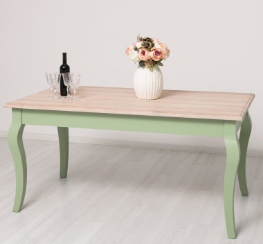 Dining table with curved legs 180x90x78cm, oak top