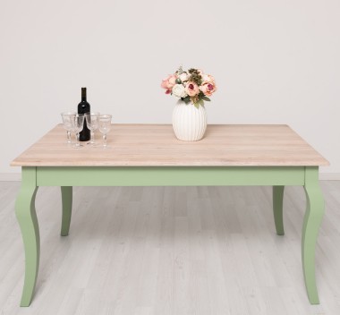 Dining table with curved legs 180x90x78cm, oak top