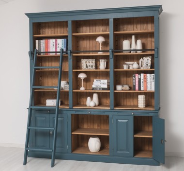 Large bookcase with 4 doors, 1 shelf BAS + triple shelf SUP