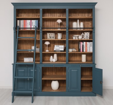 Large bookcase with 4 doors, 1 shelf BAS + triple shelf SUP