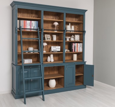 Large bookcase with 4 doors, 1 shelf BAS + triple shelf SUP