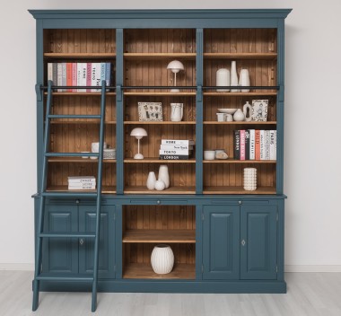 Large bookcase with 4 doors, 1 shelf BAS + triple shelf SUP
