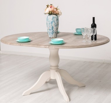Table with central leg 120x120cm + 1 extension