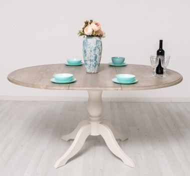 Table with central leg 120x120cm + 1 extension