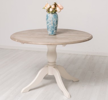 Table with central leg 120x120cm + 1 extension