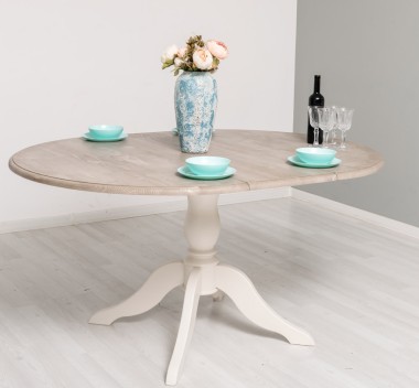 Table with central leg 120x120cm + 1 extension