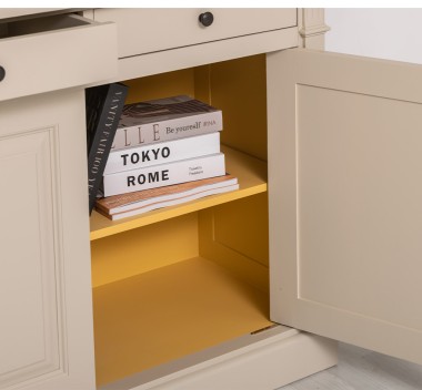 Bookcase with 4 doors, 4 BAS drawers + 4 SUP glass doors, Directoire Collection