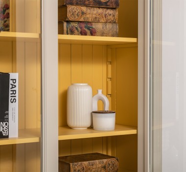 Bookcase with 4 doors, 4 BAS drawers + 4 SUP glass doors, Directoire Collection