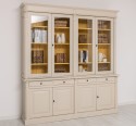 Bookcase with 4 doors, 4 BAS drawers + 4 SUP glass doors, Directoire Collection