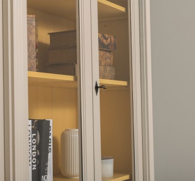 Bookcase with 4 doors, 4 BAS drawers + 4 SUP glass doors, Directoire Collection
