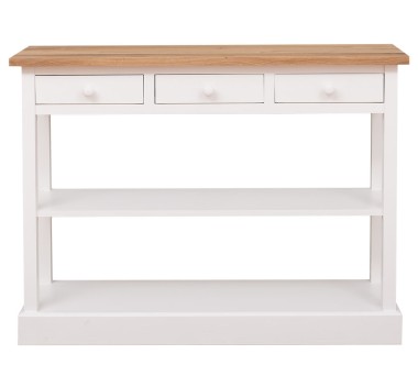 Console with 3 drawers, 1 shelf, oak top