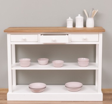 Console with 3 drawers, 1 shelf, oak top
