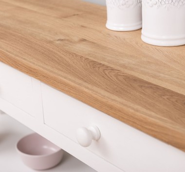 Console with 3 drawers, 1 shelf, oak top