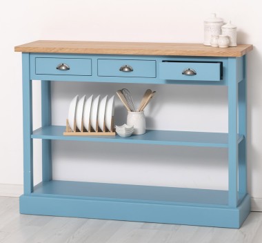 Console with 3 drawers, 1 shelf, oak top