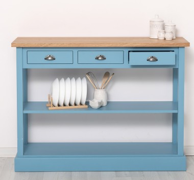 Console with 3 drawers, 1 shelf, oak top