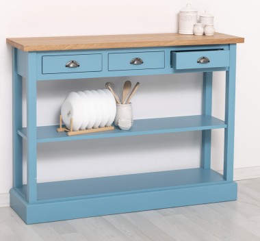 Console with 3 drawers, 1 shelf, oak top