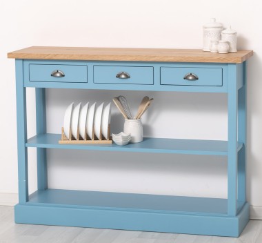Console with 3 drawers, 1 shelf, oak top