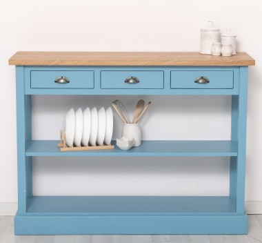 Console with 3 drawers, 1 shelf, oak top