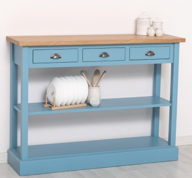 Console with 3 drawers, 1 shelf, oak top