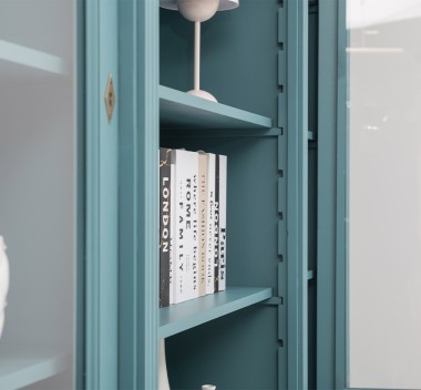 Bookcase with 4 doors, 4 BAS drawers + 2 glass doors, SUP open shelf, Directoire Collection