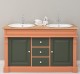 Oak bathroom cupboard 2 wash basins, sink included in price, oak - Color Top_P061 - Color Corp_P112 - Color Door&Drawers_P115 - 