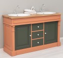 Oak bathroom cupboard 2 wash basins, sink included in price, oak - Color Top_P061 - Color Corp_P112 - Color Door&Drawers_P115 - 