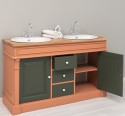 Oak bathroom cupboard 2 wash basins, sink included in price, oak - Color Top_P061 - Color Corp_P112 - Color Door&Drawers_P115 - 