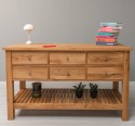 Console Table with 6 Drawers with metal rails and Lower Shelf - Color_P061 - LACUQERED