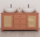 Rattan Bathroom Cabinet for 2 Countertop Sinks, sinks not include in price - Color_P112 - PAINT