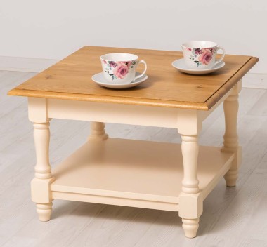 Coffee table with turned legs and a low shelf , top oak - PS710-TOP OAK