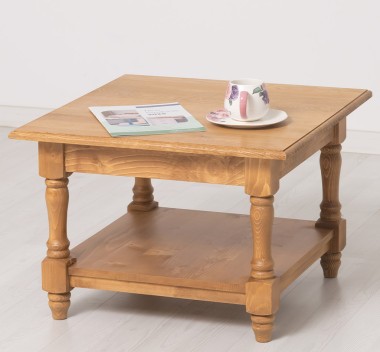 Coffee table with turned legs and a low shelf , top oak - PS710-TOP OAK