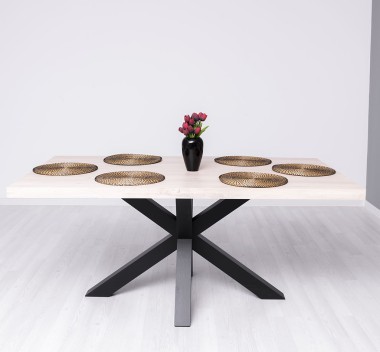 Dining table with central leg in X , top OAK - PS715-180-TOP OAK
