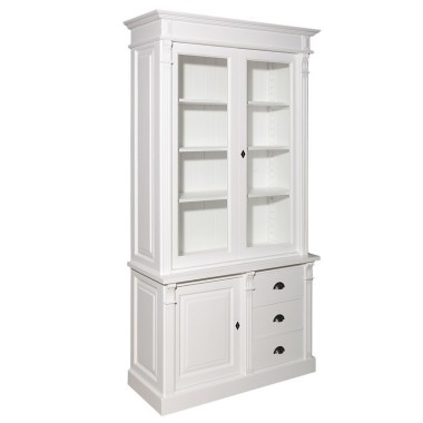 Showcase with 1 door, 3 BAS drawers + 2 SUP glass doors, Directoire Collection - PS46BAS+PS75SUP
