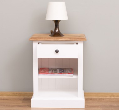 Nightstand with 1 drawer and open shelves, oak top - PS478-TOP OAK