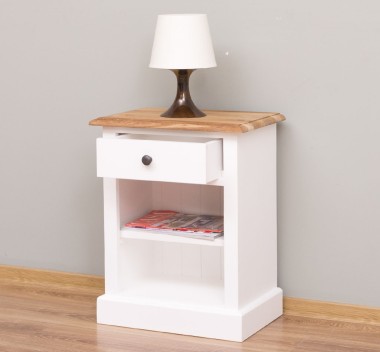 Nightstand with 1 drawer and open shelves, oak top - PS478-TOP OAK