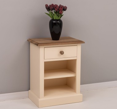 Nightstand with 1 drawer and open shelves, oak top - PS478-TOP OAK