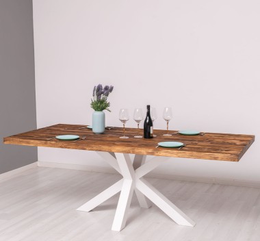 Dining table with central leg in X - PS715-210