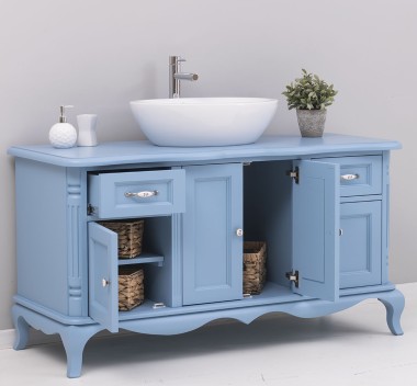 Chic bathroom furniture for vessel sink with 4 doors and 2 drawers - PS728