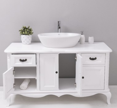 Chic bathroom furniture for vessel sink with 4 doors and 2 drawers - PS728