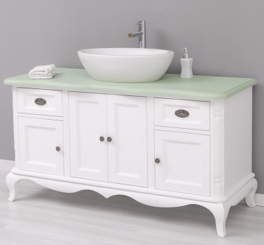 Chic bathroom furniture for vessel sink with 4 doors and 2 drawers - PS728