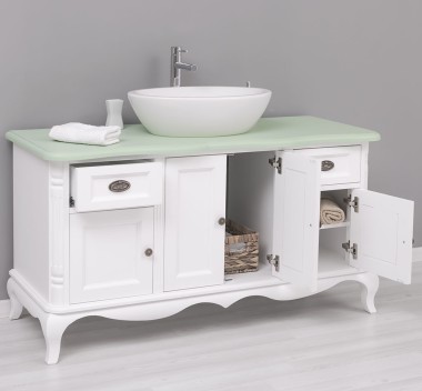 Chic bathroom furniture for vessel sink with 4 doors and 2 drawers - PS728