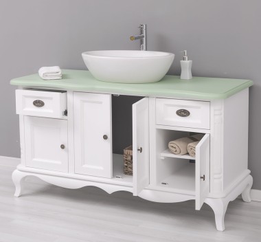 Chic bathroom furniture for vessel sink with 4 doors and 2 drawers - PS728