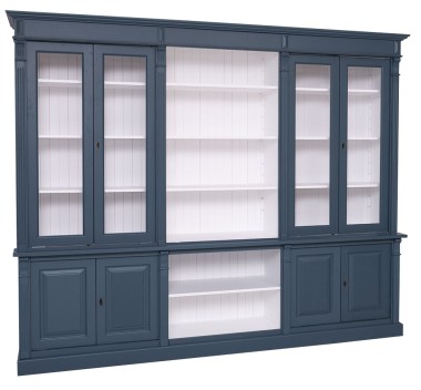 Bookcase with 4 doors, 1 BAS shelf + 4 glass doors, 3 open SUP shelves, Diectoire Collection - PS493BAS+SUP