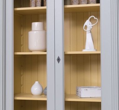 Bookcase with 4 doors, 1 BAS shelf + 4 glass doors, 3 open SUP shelves, Diectoire Collection - PS493BAS+SUP