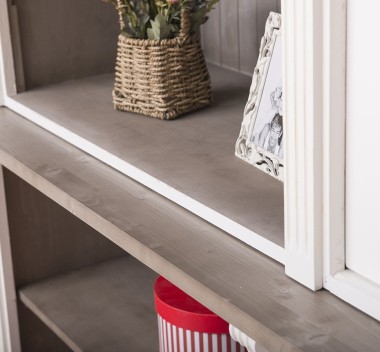 Bookcase with 4 doors, 1 BAS shelf + 4 glass doors, 3 open SUP shelves, Diectoire Collection - PS493BAS+SUP
