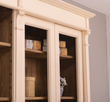 Bookcase with 4 doors, 1 BAS shelf + 4 glass doors, 3 open SUP shelves, Diectoire Collection - PS493BAS+SUP
