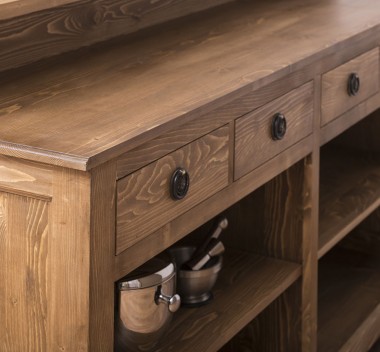 Bar with 4 drawers, 4 open compartments