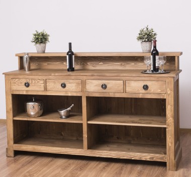 Bar with 4 drawers, 4 open compartments